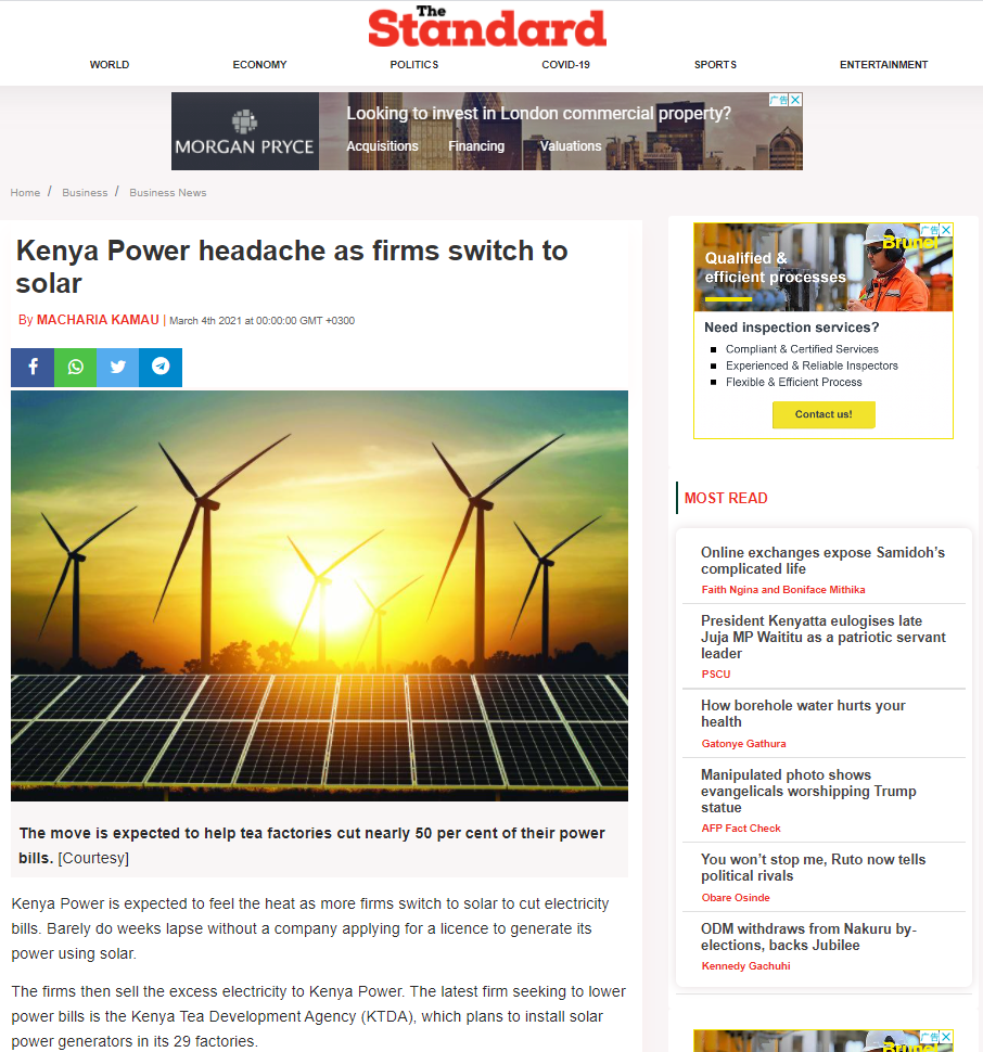 需求巨大！肯尼亚太阳能行业又来大单